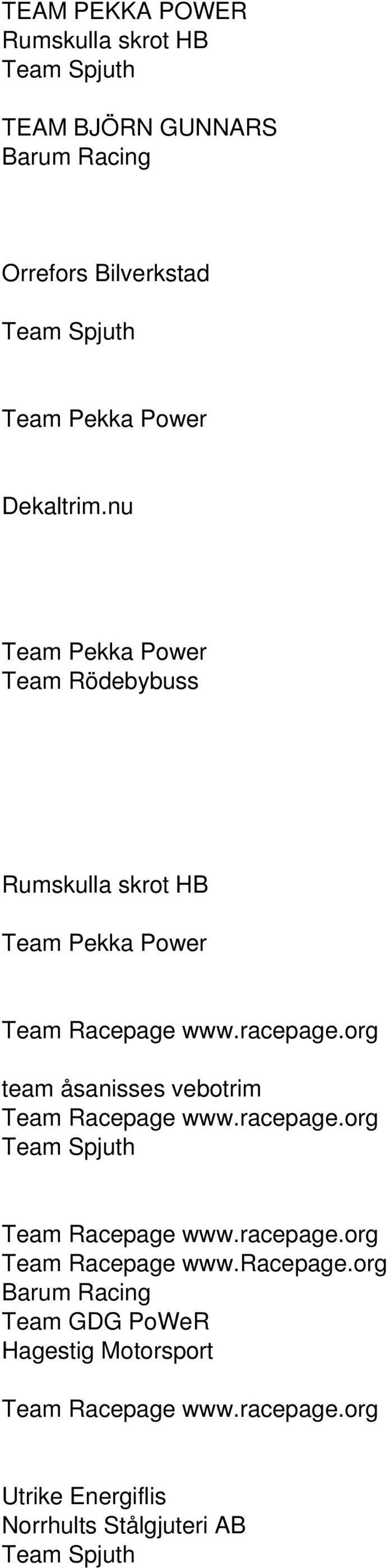 nu Team Rödebybuss Rumskulla skrot HB team åsanisses vebotrim Team