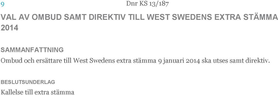 ersättare till West Swedens extra stämma 9