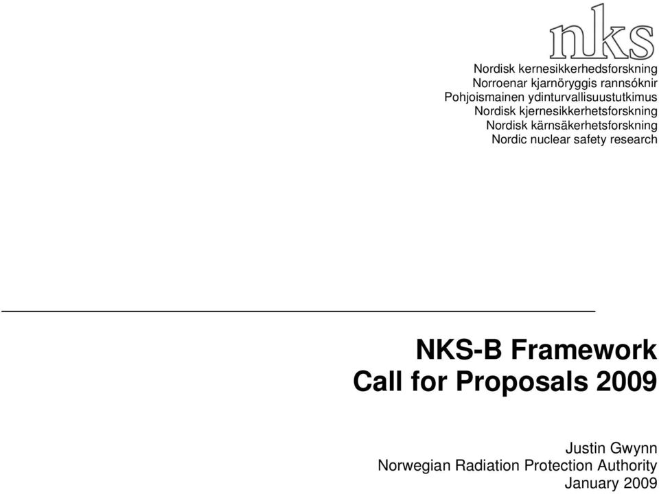 Nordisk kärnsäkerhetsforskning Nordic nuclear safety research NKS-B