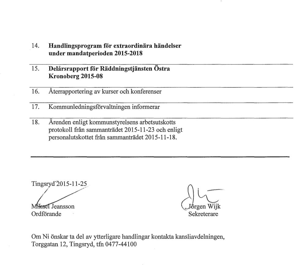 Kommunledningsförvaltningen informerar 18.