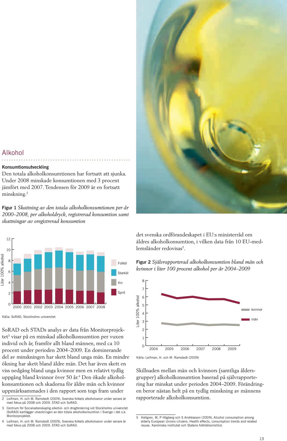 2001 2002 2003 2004 2005 2006 2007 2008 källa: SorAd, Stockholms universitet Folköl Starköl SoRAD och STADs analys av data från Monitorprojektet 3 visar på en minskad alkoholkonsumtion per vuxen