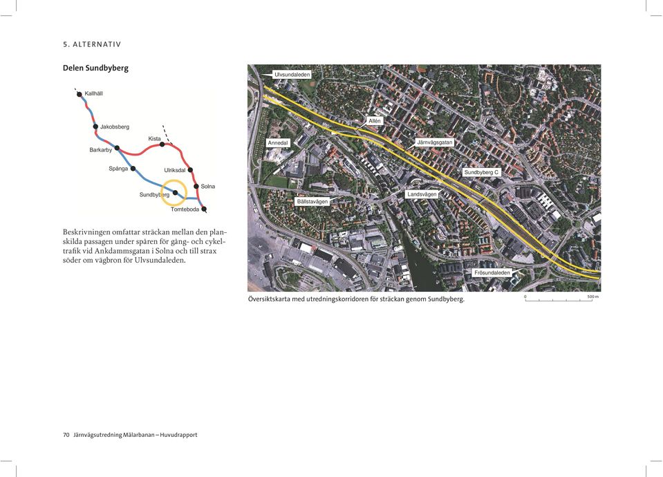 planskilda passagen under spåren för gång- och cykel- söder om vägbron för Ulvsundaleden.