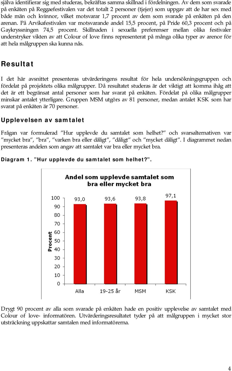 den arenan. På Arvikafestivalen var motsvarande andel 15,5 procent, på Pride 60,3 procent och på Gaykryssningen 74,5 procent.