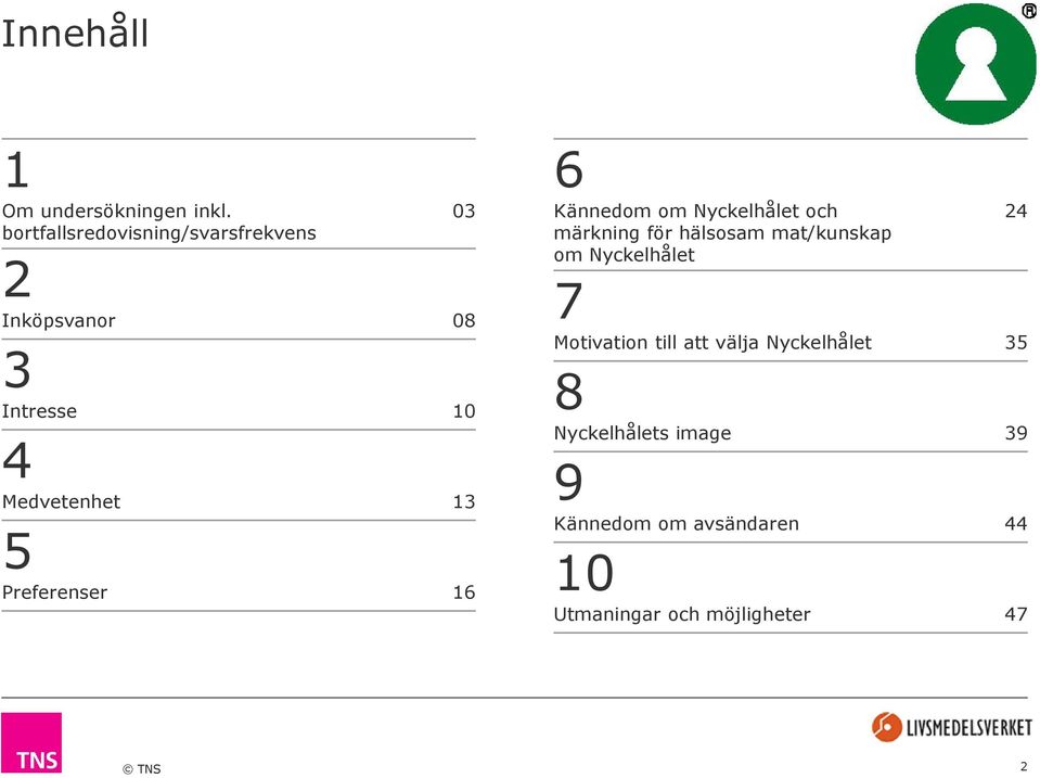 Preferenser 16 03 6 Kännedom om Nyckelhålet och märkning för hälsosam mat/kunskap om
