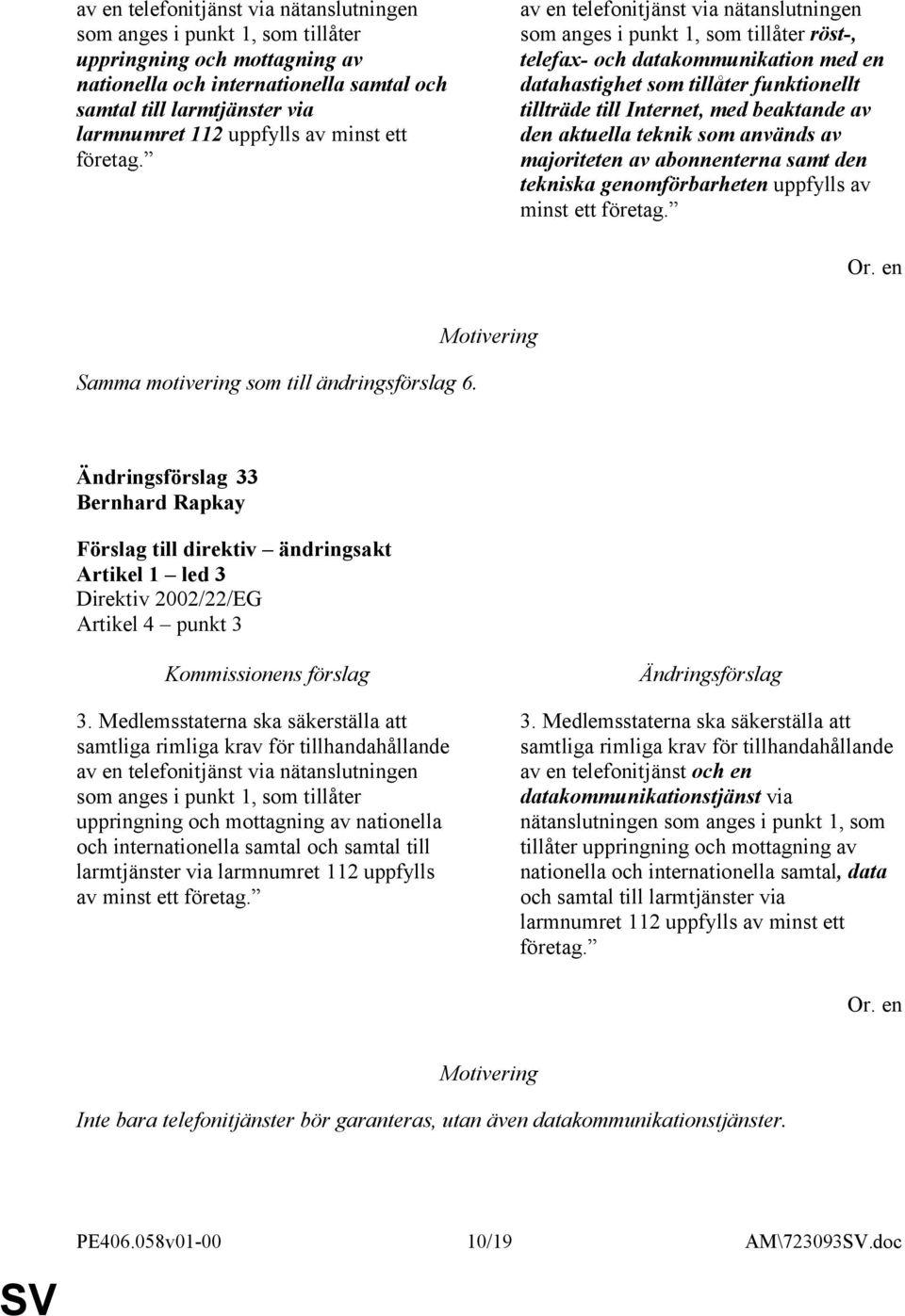 av en telefonitjänst via nätanslutningen som anges i punkt 1, som tillåter röst-, telefax- och datakommunikation med en datahastighet som tillåter funktionellt tillträde till Internet, med beaktande