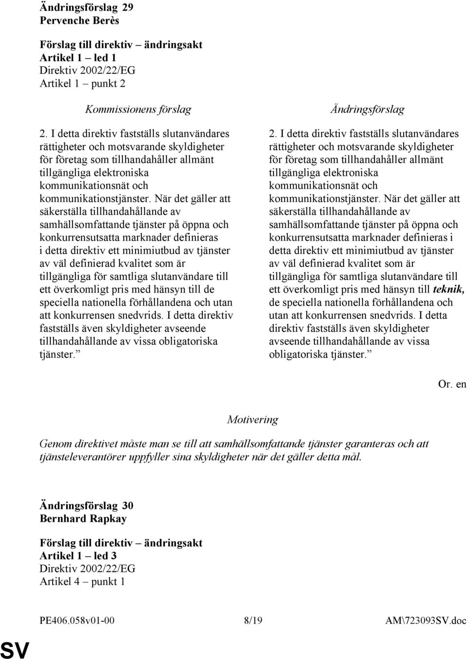När det gäller att säkerställa tillhandahållande av samhällsomfattande tjänster på öppna och konkurrensutsatta marknader definieras i detta direktiv ett minimiutbud av tjänster av väl definierad