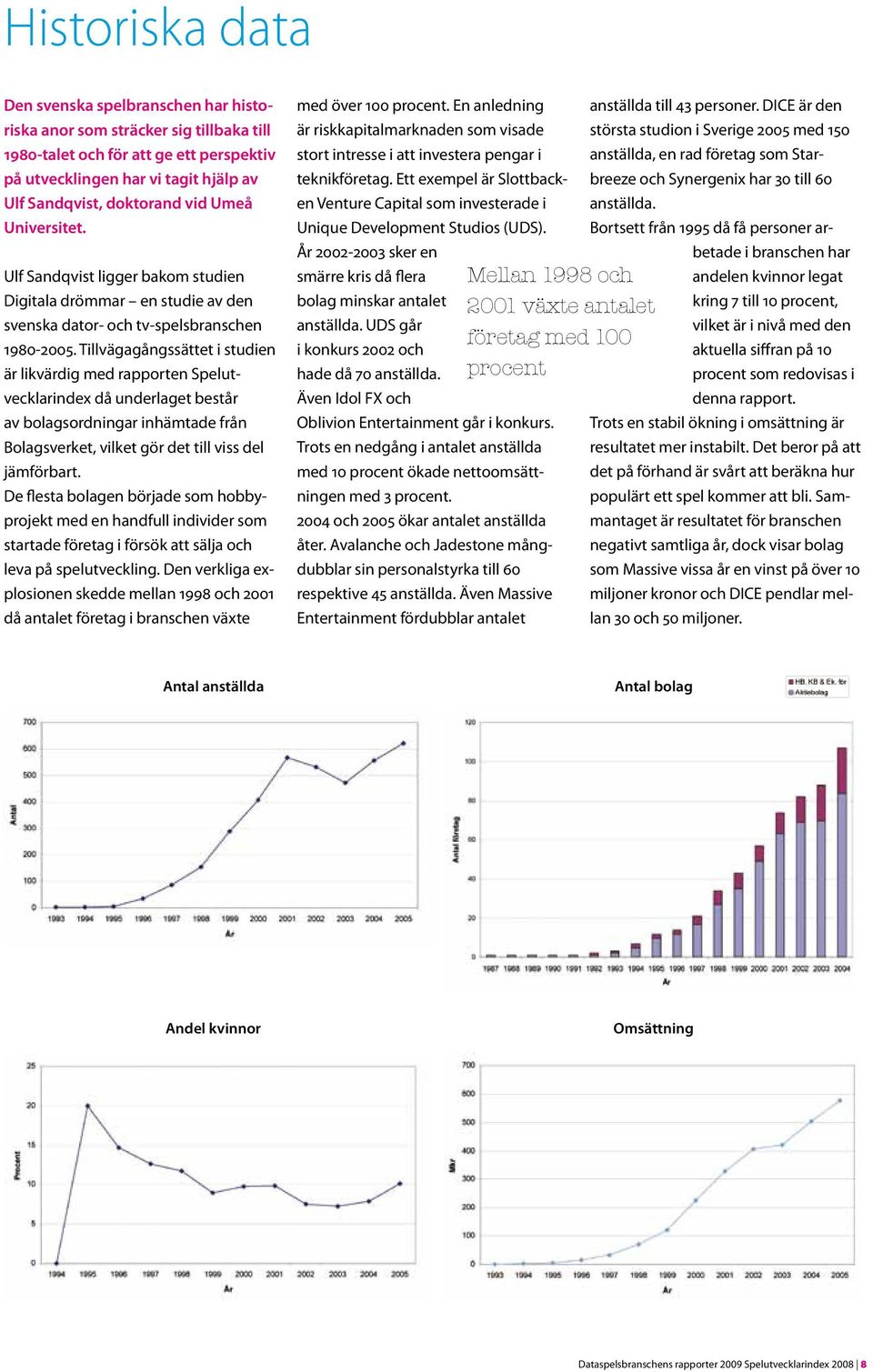 Tillvägagångssättet i studien är likvärdig med rapporten Spelutvecklarindex då underlaget består av bolagsordningar inhämtade från Bolagsverket, vilket gör det till viss del jämförbart.