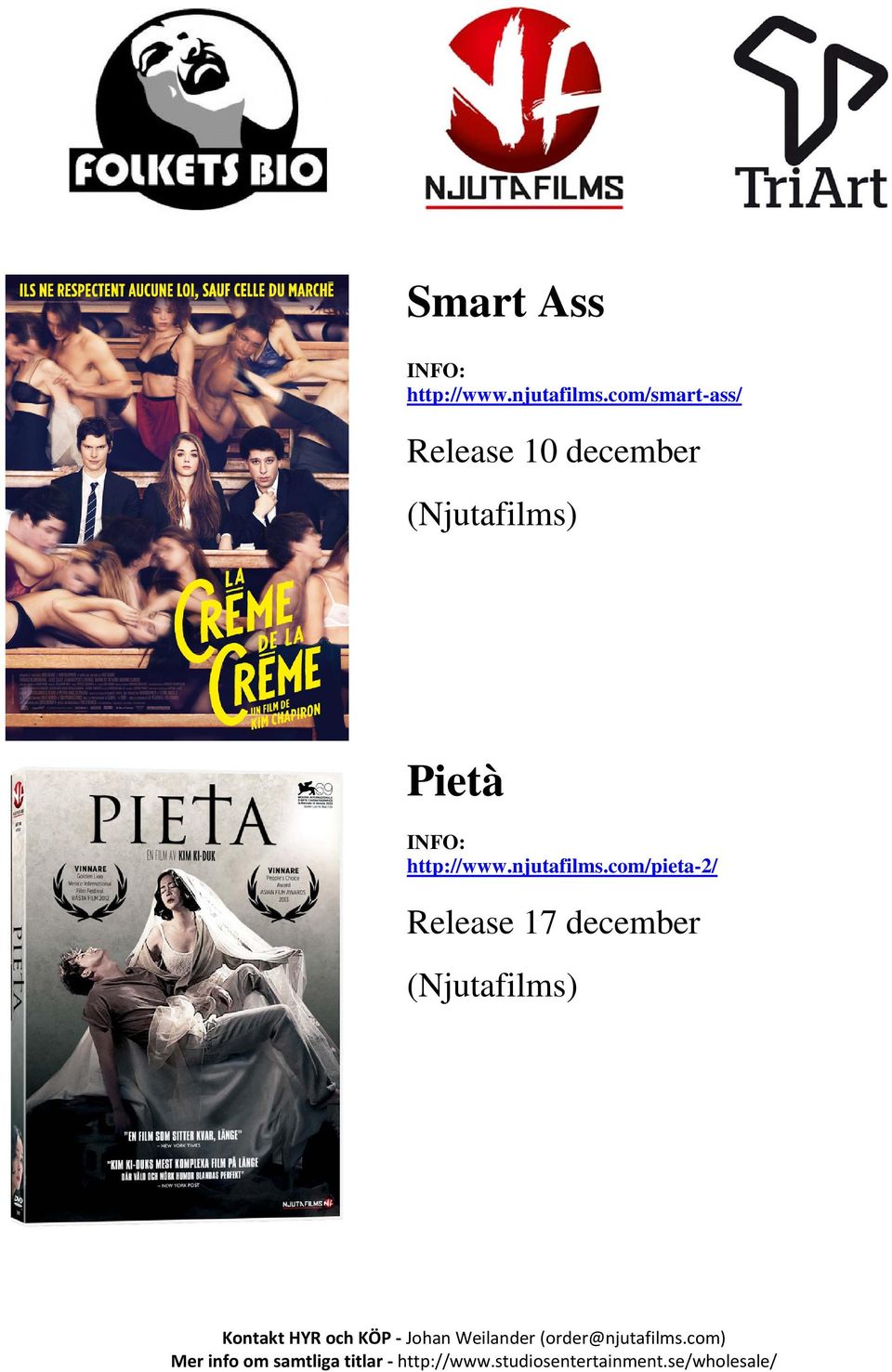 com/pieta-2/ Release 17 december Kontakt HYR och KÖP Johan