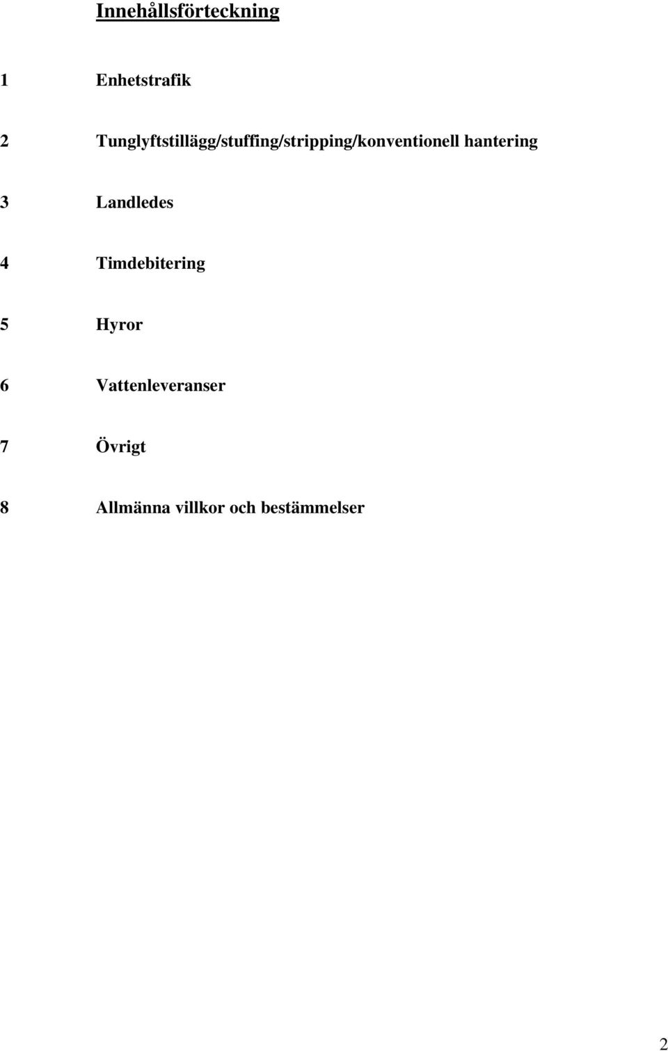 hantering 3 Landledes 4 Timdebitering 5 Hyror 6