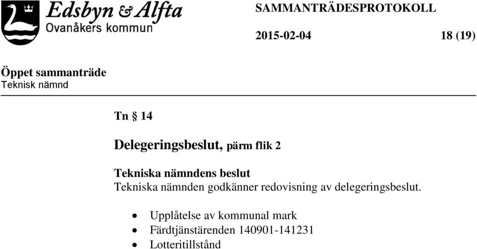 redovisning av delegeringsbeslut.