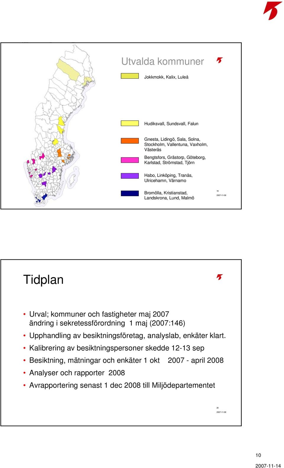 fastigheter maj 2007 ändring i sekretessförordning 1 maj (2007:146) Upphandling av besiktningsföretag, analyslab, enkäter klart.