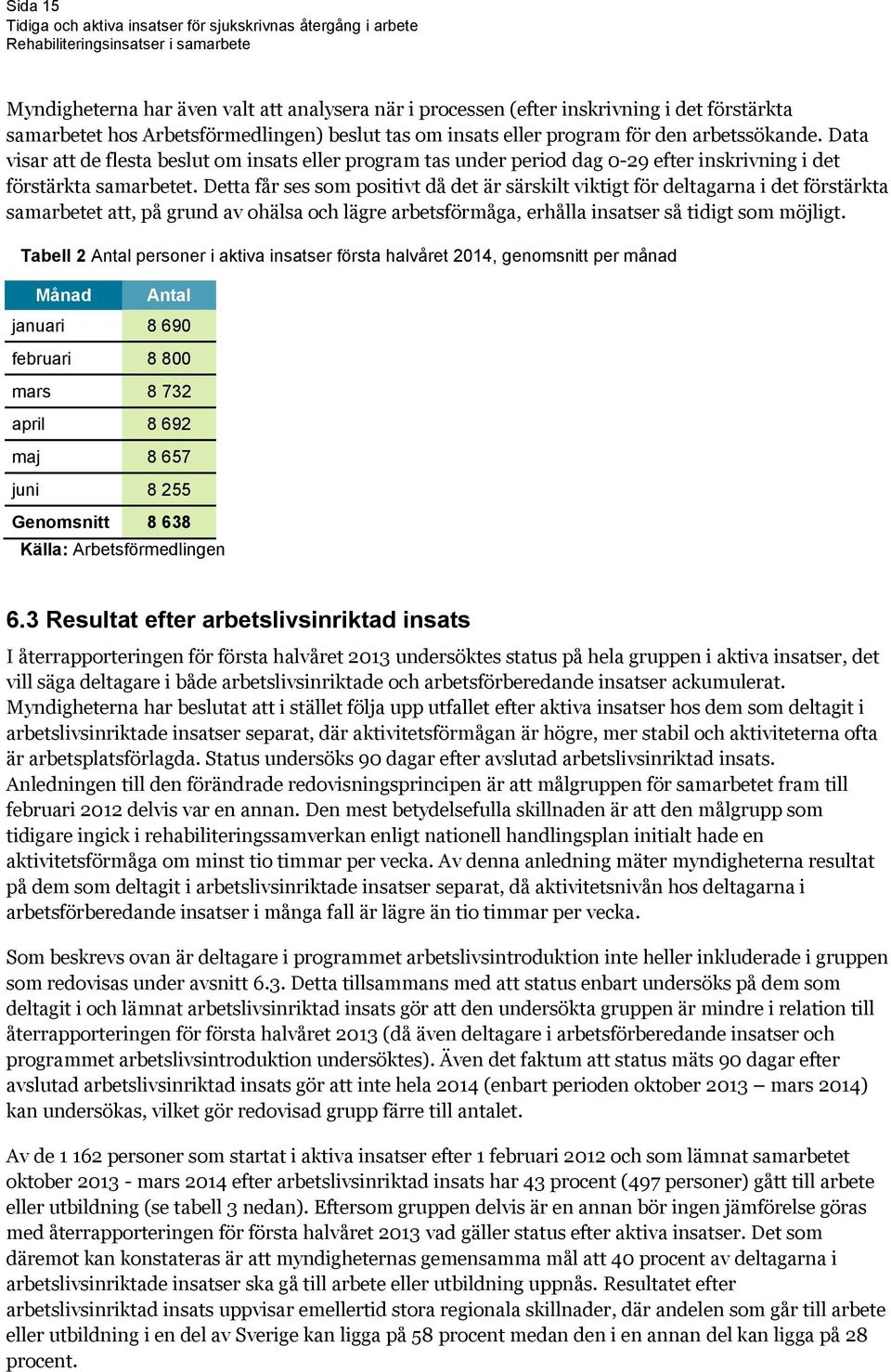 Detta får ses som positivt då det är särskilt viktigt för deltagarna i det förstärkta samarbetet att, på grund av ohälsa och lägre arbetsförmåga, erhålla insatser så tidigt som möjligt.