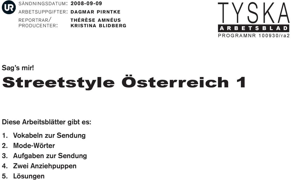 Vokabeln zur Sendung 2.