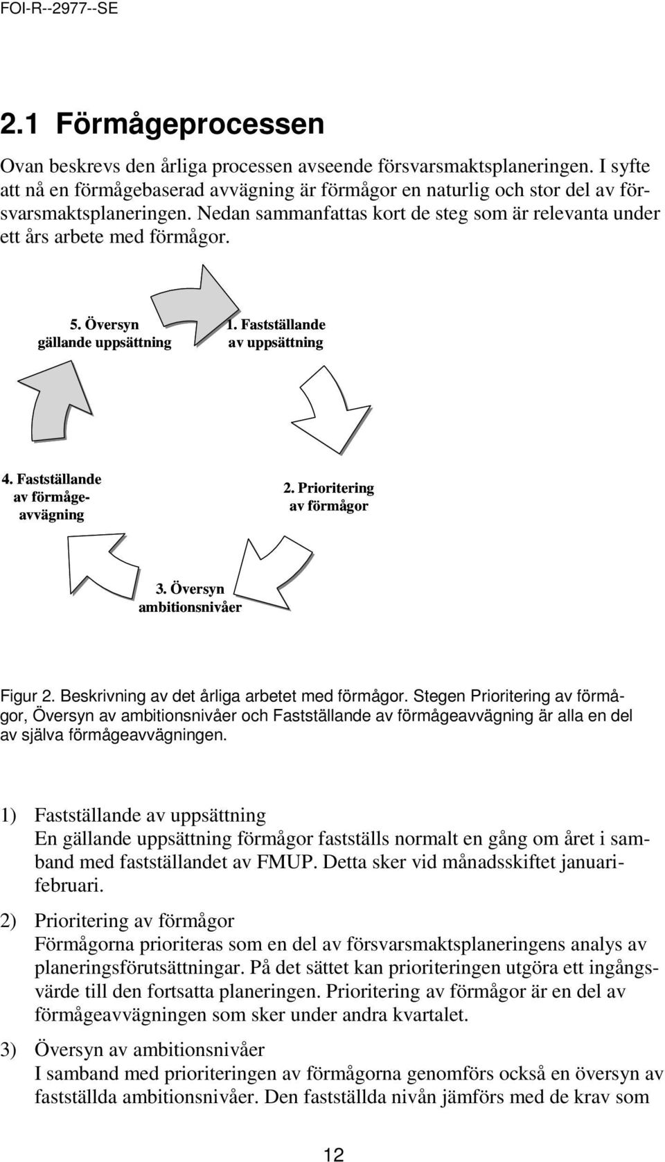 Prioritering av förmågor 3. Översyn ambitionsnivåer Figur 2. Beskrivning av det årliga arbetet med förmågor.