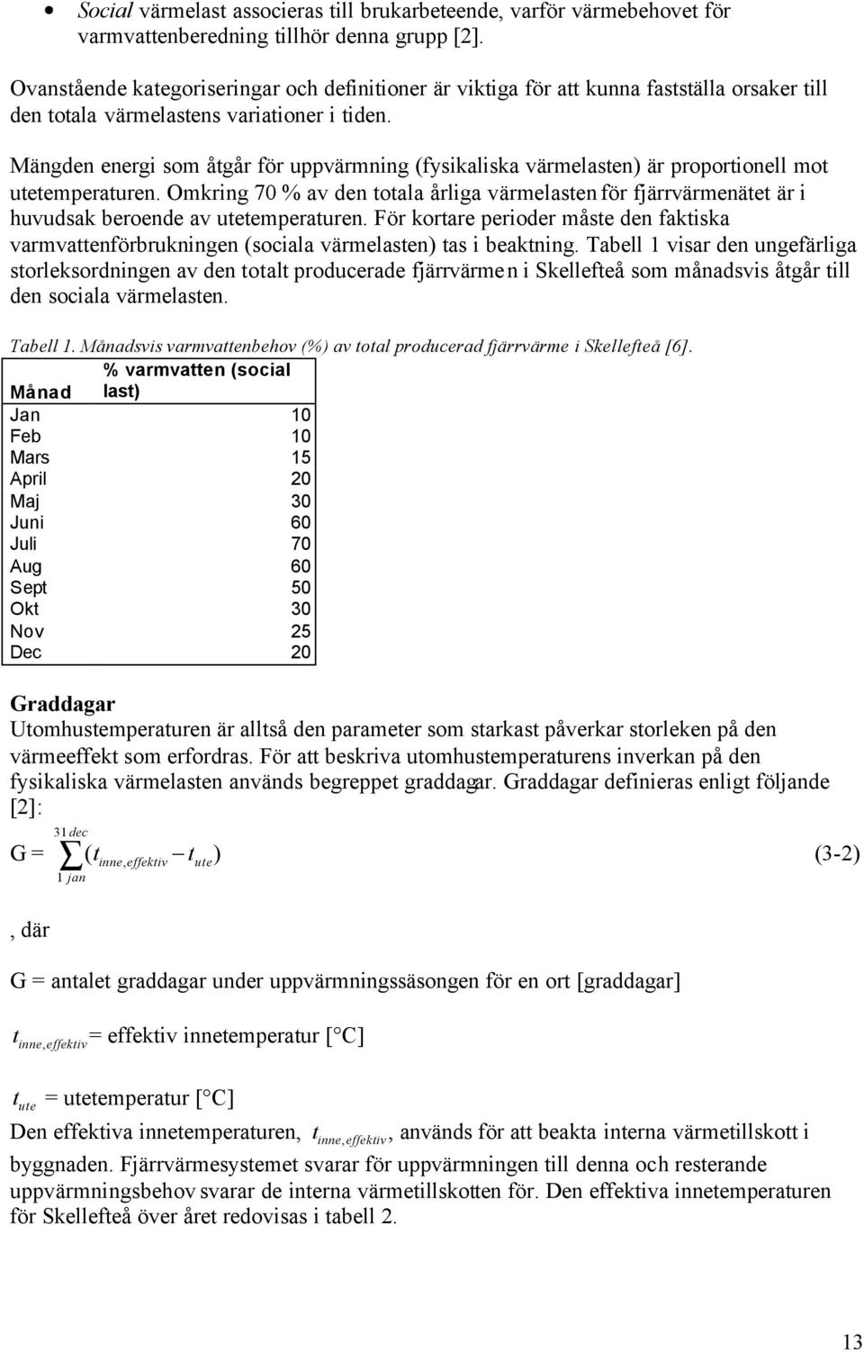 Mängden energi som åtgår för uppvärmning (fysikaliska värmelasten) är proportionell mot utetemperaturen.