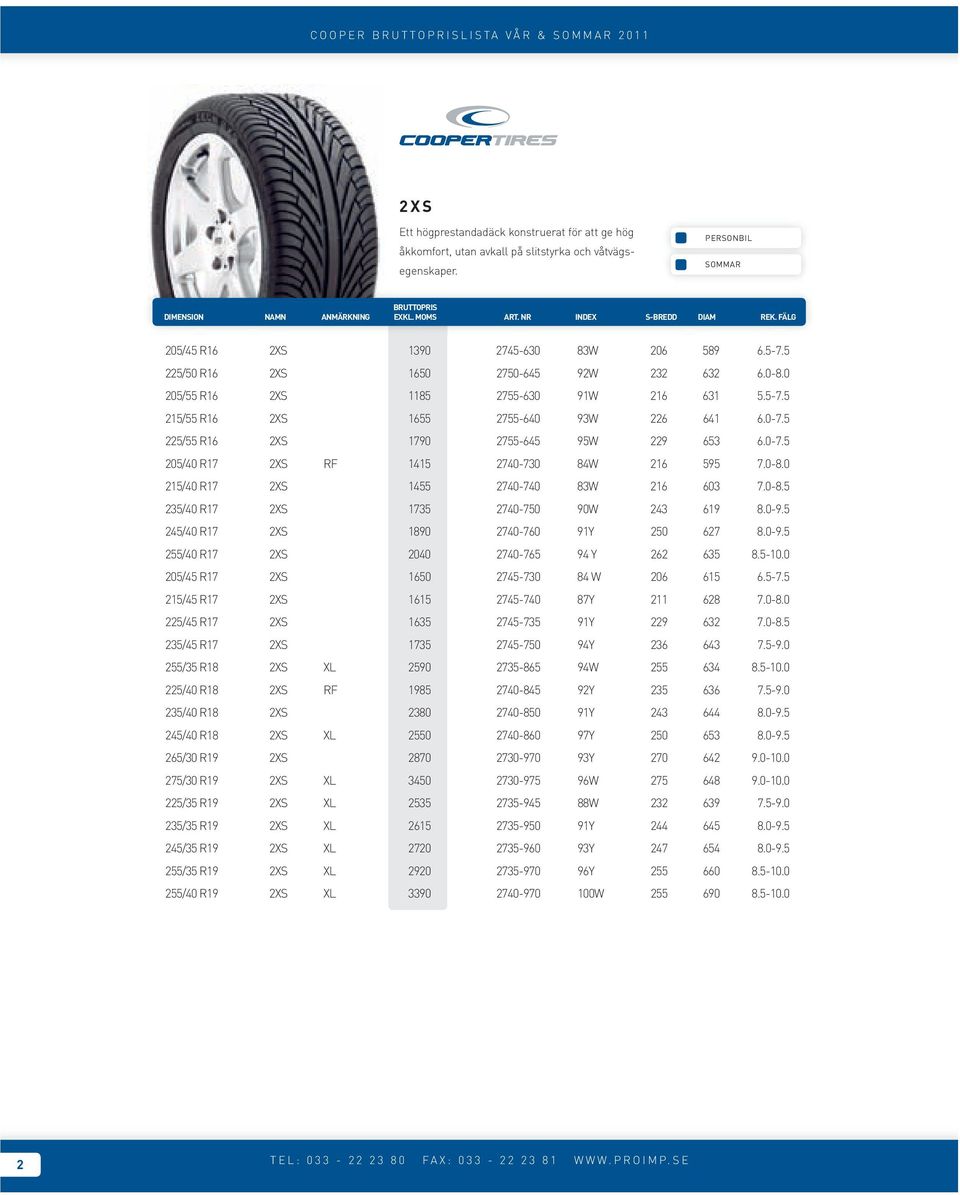 0-8.0 215/40 R17 2XS 1455 2740-740 83W 216 603 7.0-8.5 235/40 R17 2XS 1735 2740-750 90W 243 619 8.0-9.5 245/40 R17 2XS 1890 2740-760 91Y 250 627 8.0-9.5 255/40 R17 2XS 2040 2740-765 94 Y 262 635 8.