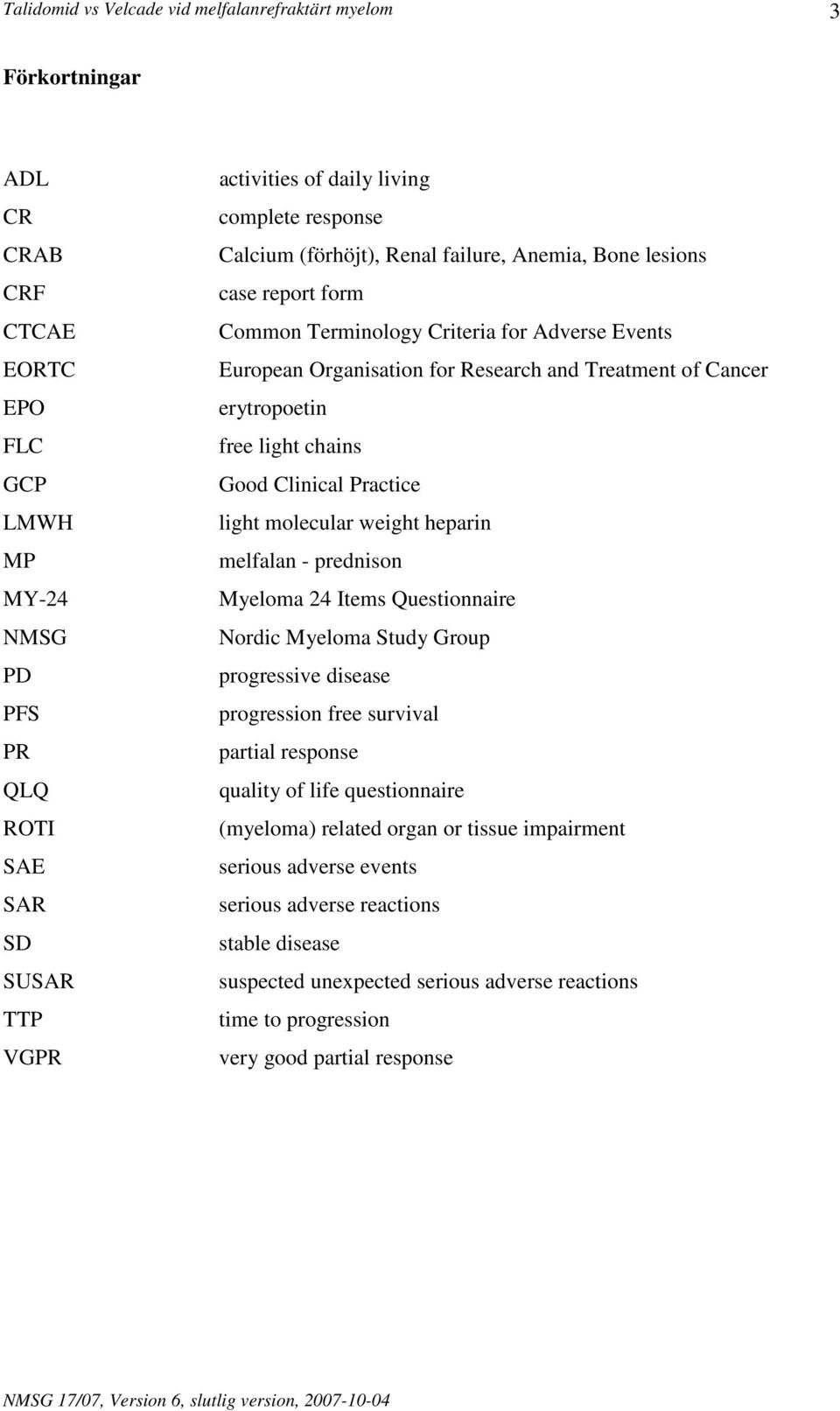 light molecular weight heparin melfalan - prednison Myeloma 24 Items Questionnaire Nordic Myeloma Study Group progressive disease progression free survival partial response quality of life