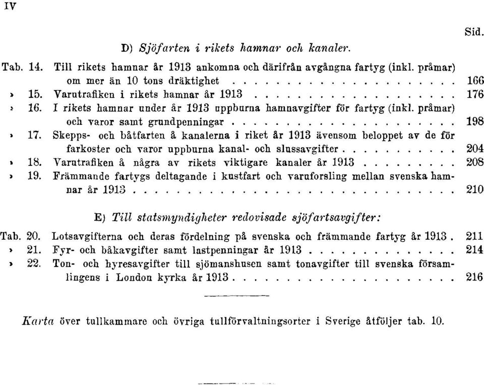 18. Varutrafiken å några av rikets viktigare kanaler år 191