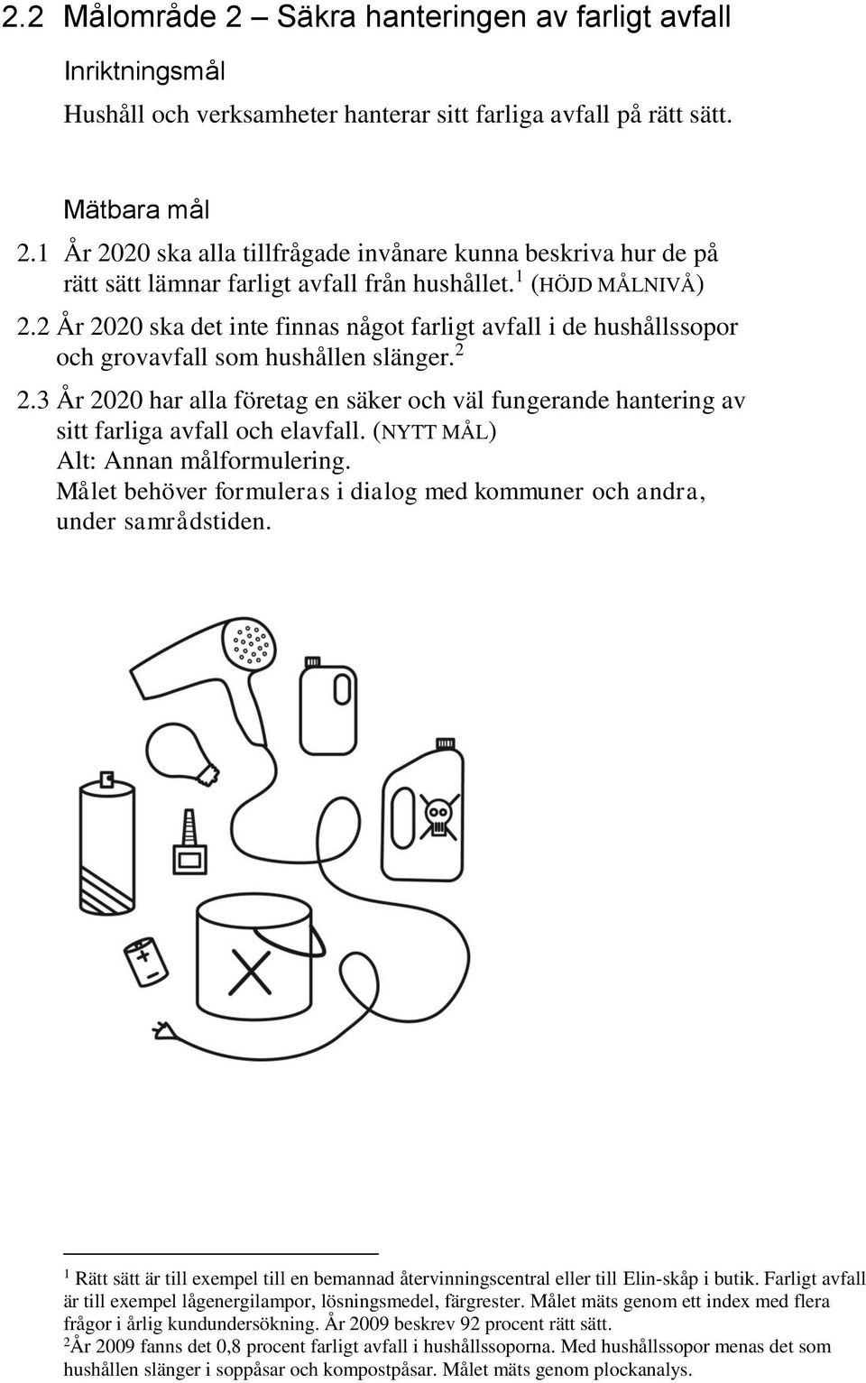 2 År 2020 ska det inte finnas något farligt avfall i de hushållssopor och grovavfall som hushållen slänger. 2 2.