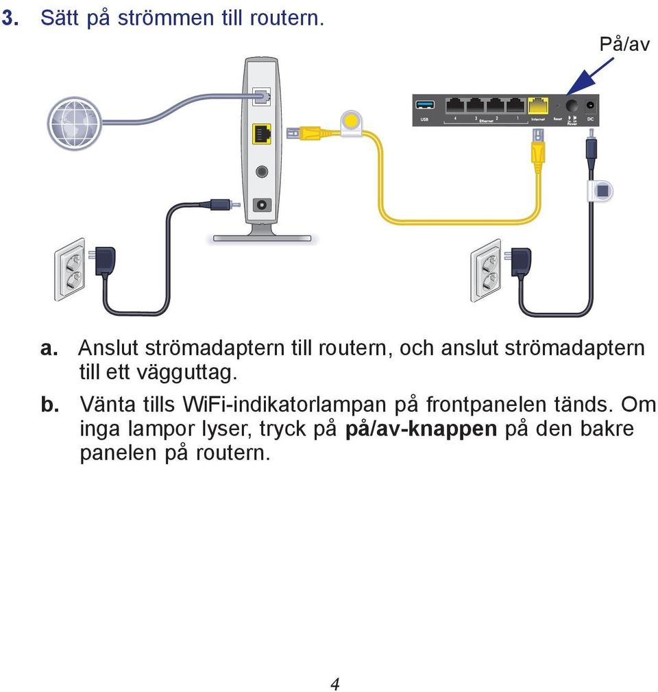 ett vägguttag. b.