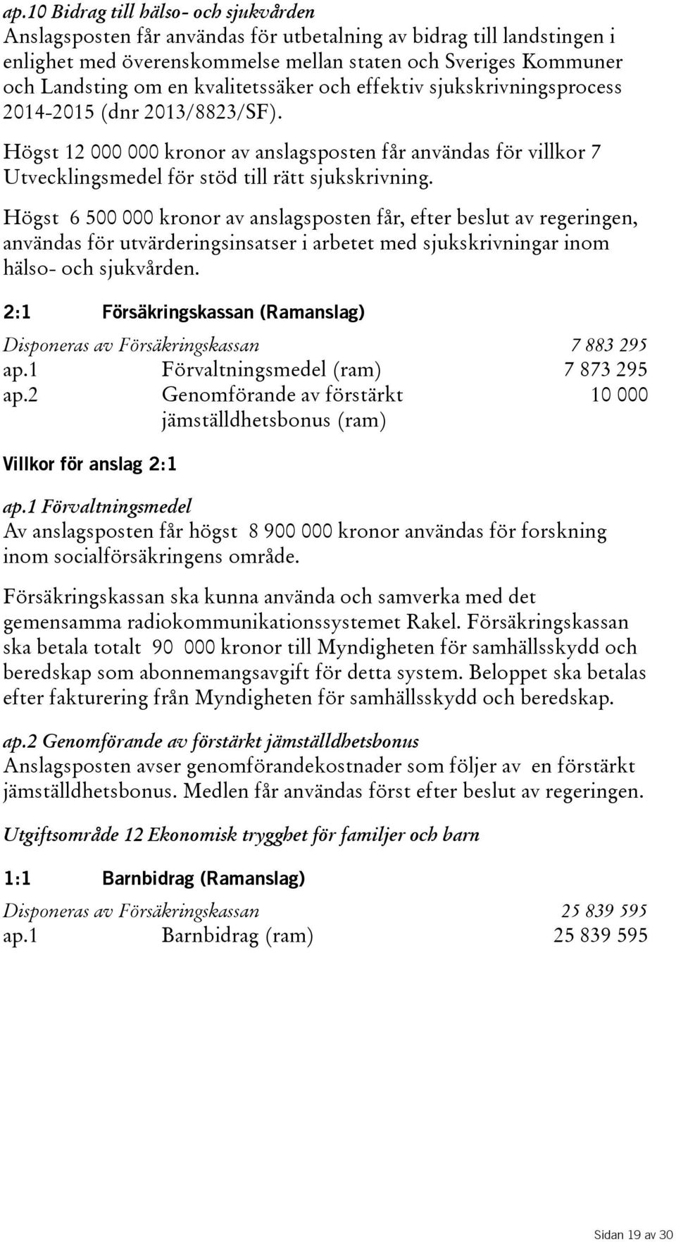 Högst 6 500 000 kronor av anslagsposten får, efter beslut av regeringen, användas för utvärderingsinsatser i arbetet med sjukskrivningar inom hälso- och sjukvården.