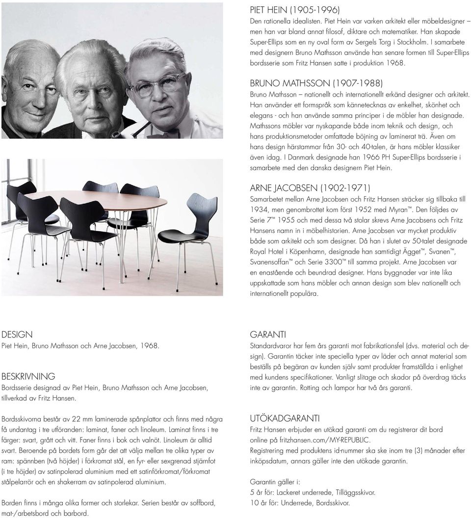 Mathsson nationellt och internationellt erkänd designer och arkitekt Han använder ett formspråk som kännetecknas av enkelhet, skönhet och elegans - och han använde samma principer i de möbler han