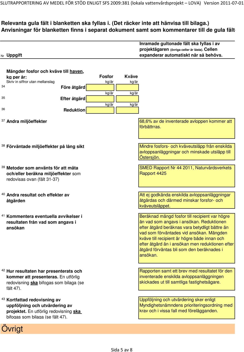 38 Förväntade miljöeffekter på lång sikt Mindre fosfors- och kväveutsläpp från enskilda avloppsanläggningar och minskade utsläpp till Östersjön.