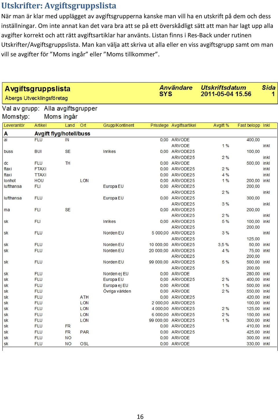 Om inte annat kan det vara bra att se på ett överskådligt sätt att man har lagt upp alla avgifter korrekt och att rätt