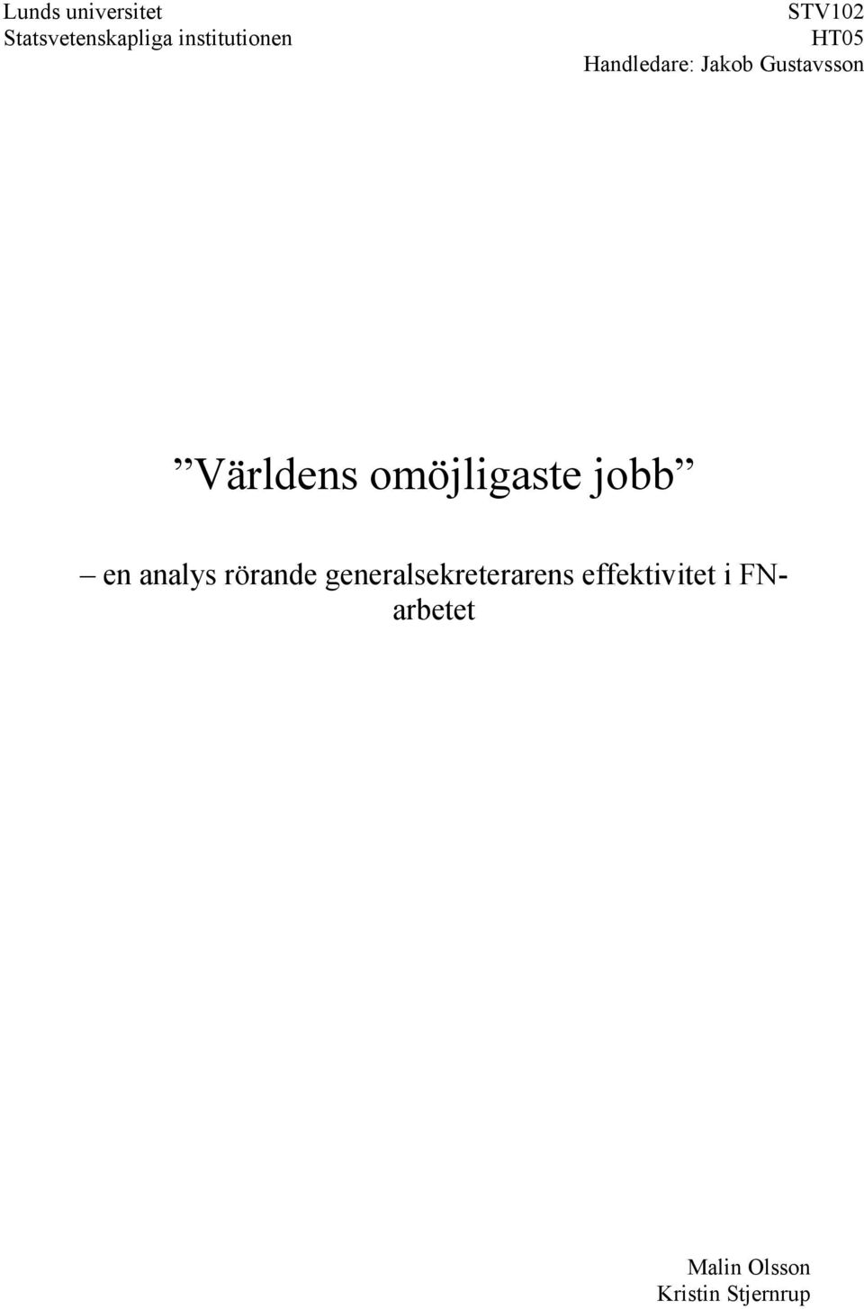 omöjligaste jobb en analys rörande