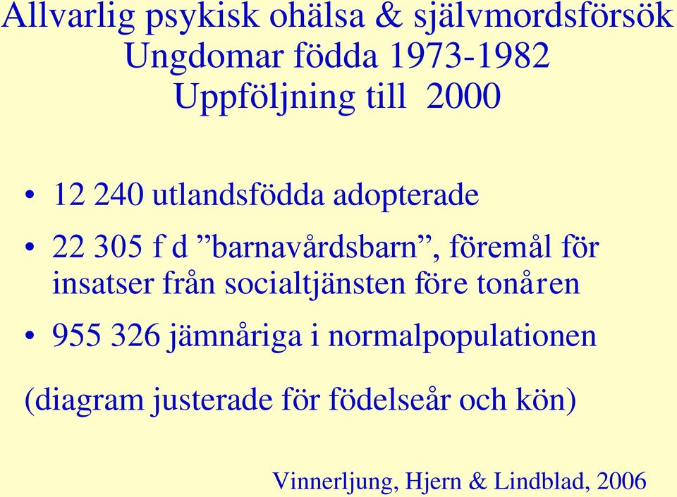 föremål för insatser från socialtjänsten före tonåren 955 326 jämnåriga i