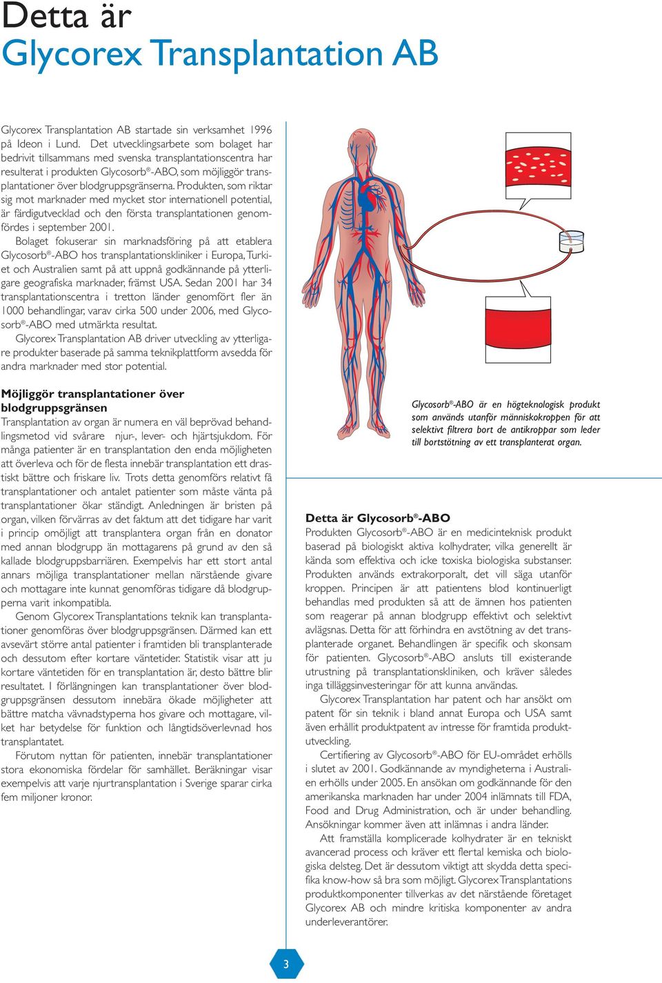 Produkten, som riktar sig mot marknader med mycket stor internationell potential, är färdigutvecklad och den första transplantationen genomfördes i september 2001.