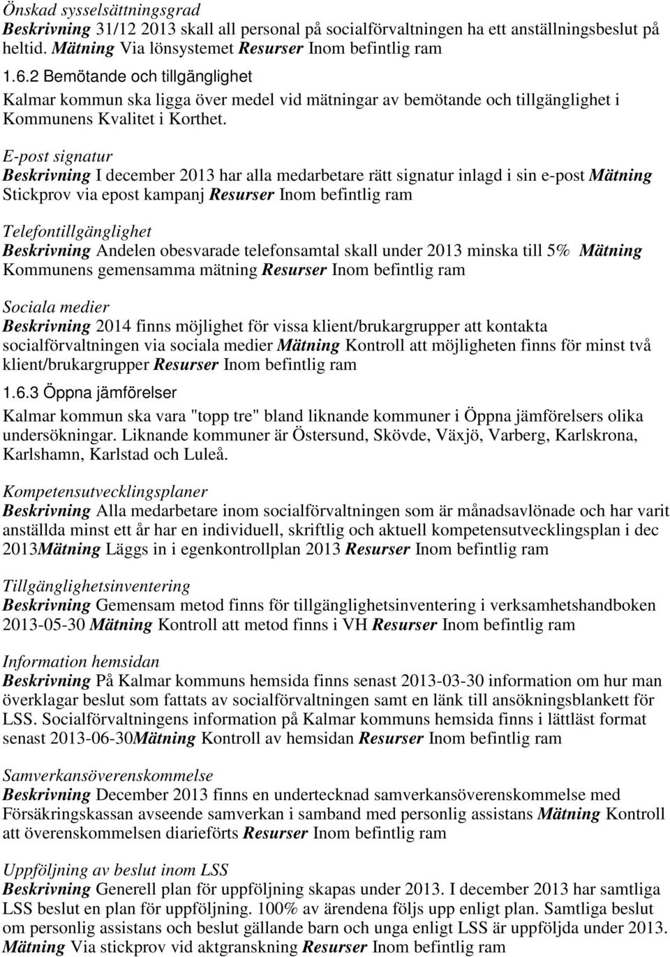 E-post signatur Beskrivning I december 2013 har alla medarbetare rätt signatur inlagd i sin e-post Mätning Stickprov via epost kampanj Resurser Inom befintlig ram Telefontillgänglighet Beskrivning