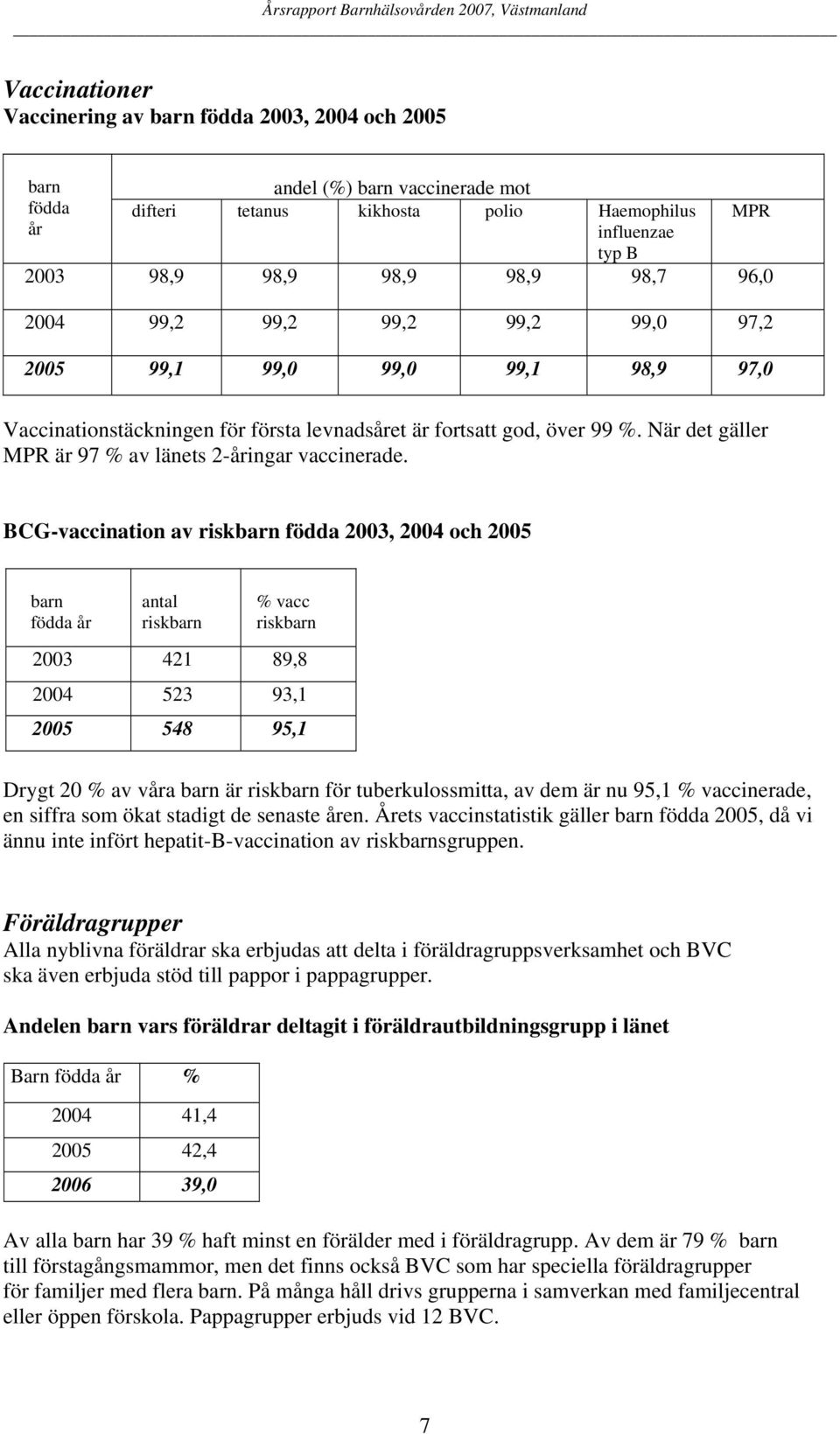 När det gäller MPR är 97 % av länets 2-åringar vaccinerade.