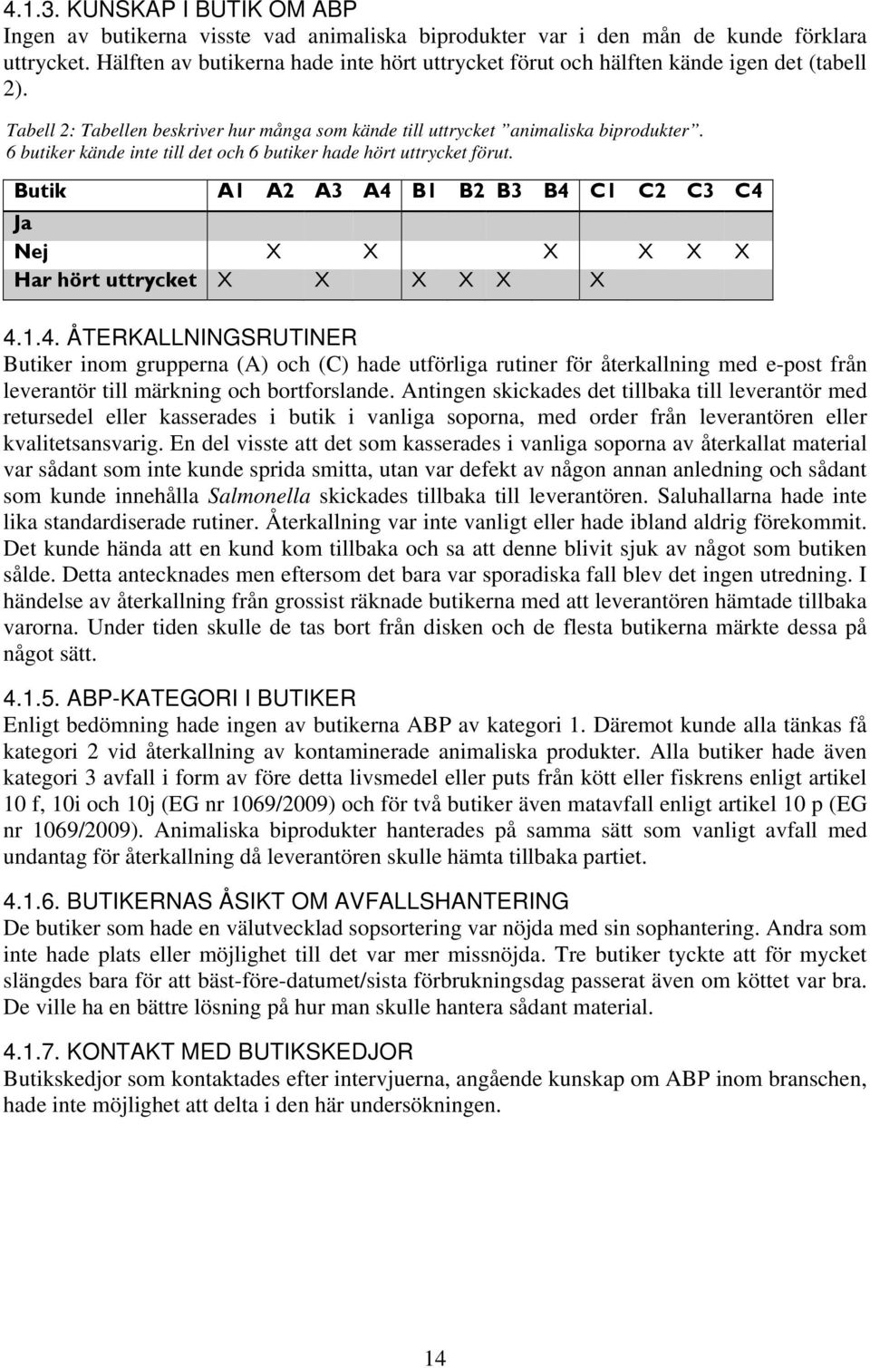 6 butiker kände inte till det och 6 butiker hade hört uttrycket förut. Butik A1 A2 A3 A4 