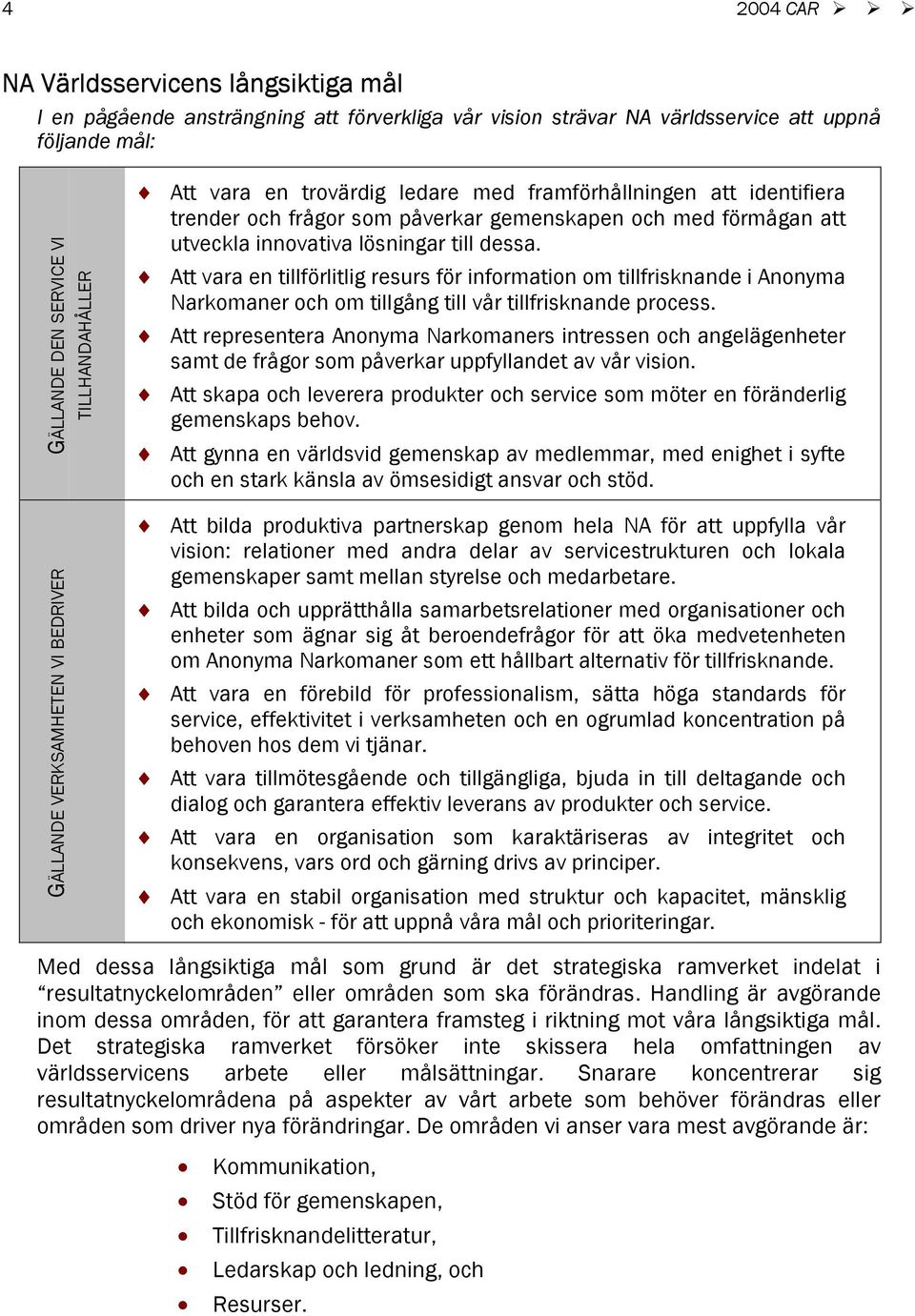 Att vara en tillförlitlig resurs för information om tillfrisknande i Anonyma Narkomaner och om tillgång till vår tillfrisknande process.