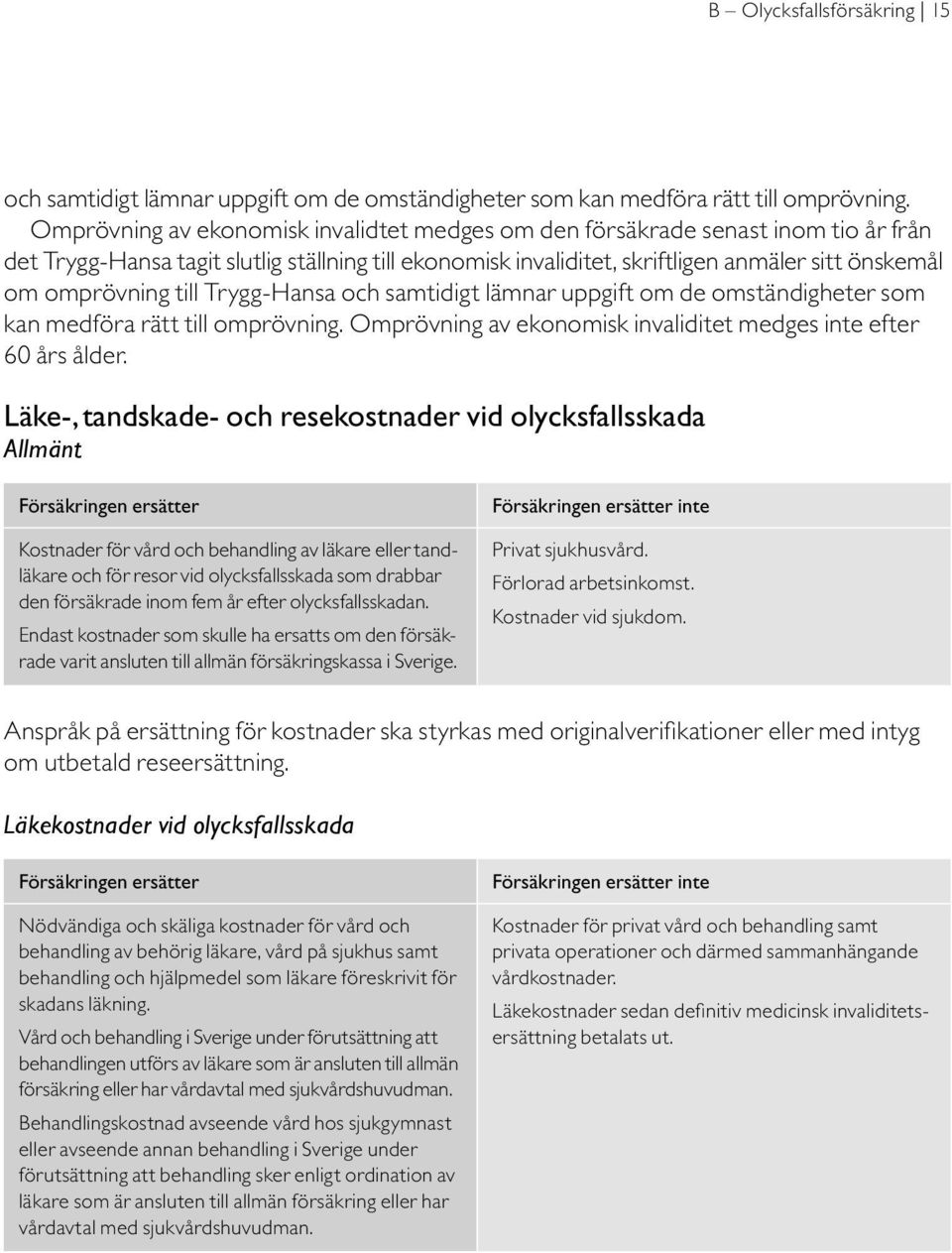 till Trygg-Hansa och samtidigt lämnar uppgift om de omständigheter som kan medföra rätt till omprövning. Omprövning av ekonomisk invaliditet medges inte efter 60 års ålder.