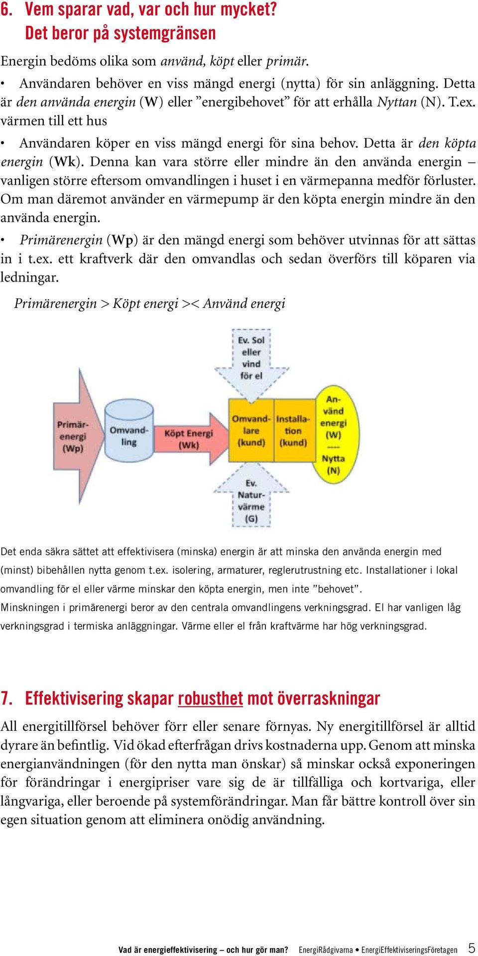 Denna kan vara större eller mindre än den använda energin vanligen större eftersom omvandlingen i huset i en värmepanna medför förluster.