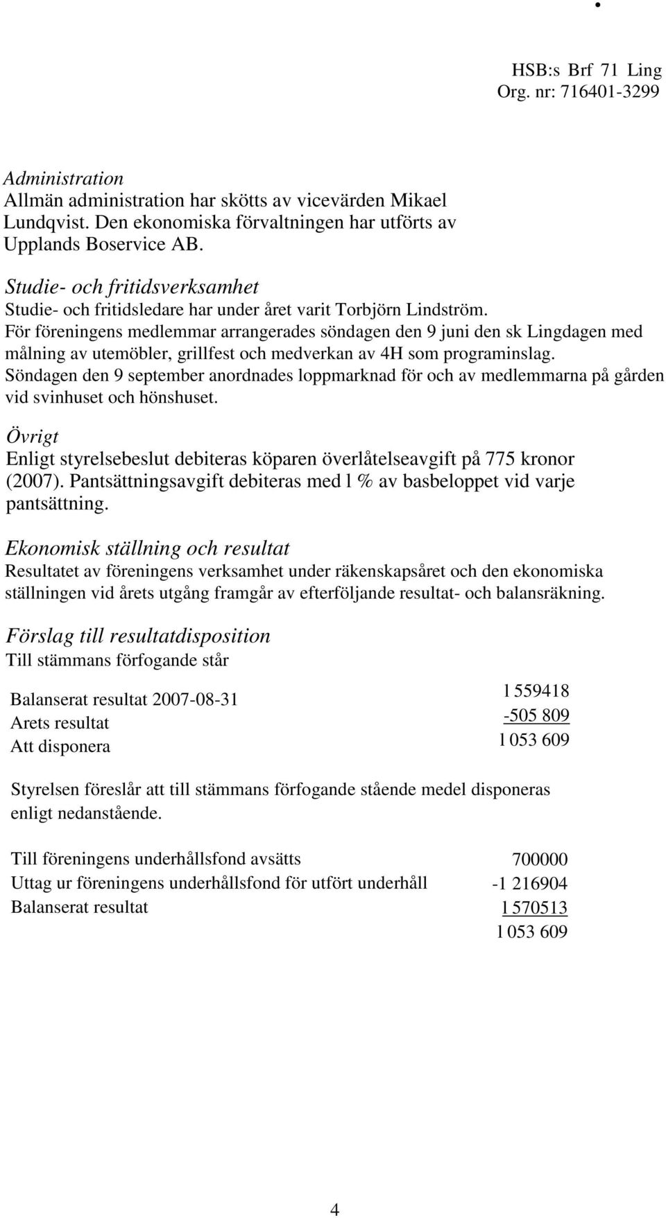 För föreningens medlemmar arrangerades söndagen den 9 juni den sk Lingdagen med målning av utemöbler, grillfest och medverkan av 4H som programinslag.