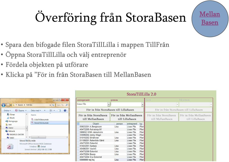 StoraTillLilla och välj entreprenör Fördela