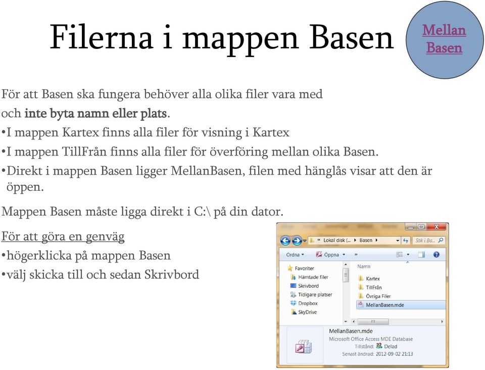 mellan olika. Direkt i mappen ligger, filen med hänglås visar att den är öppen.