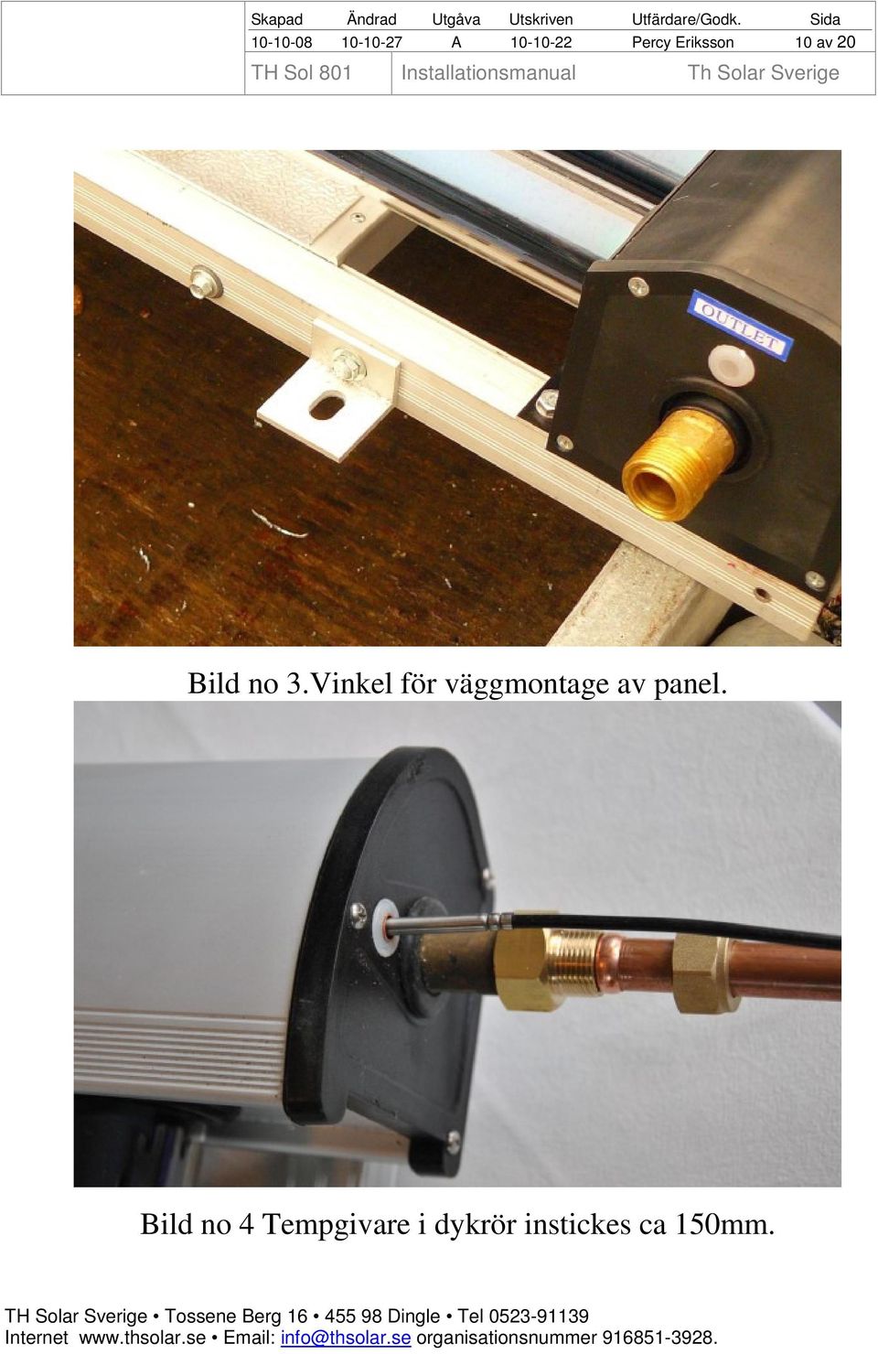 Vinkel för väggmontage av panel.