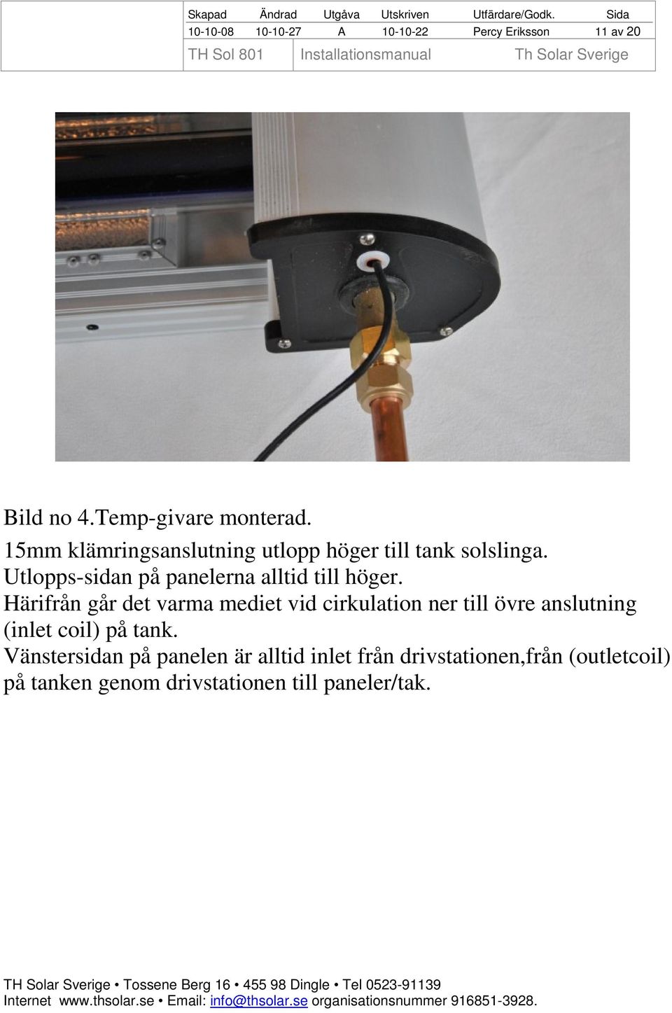 Utlopps-sidan på panelerna alltid till höger.