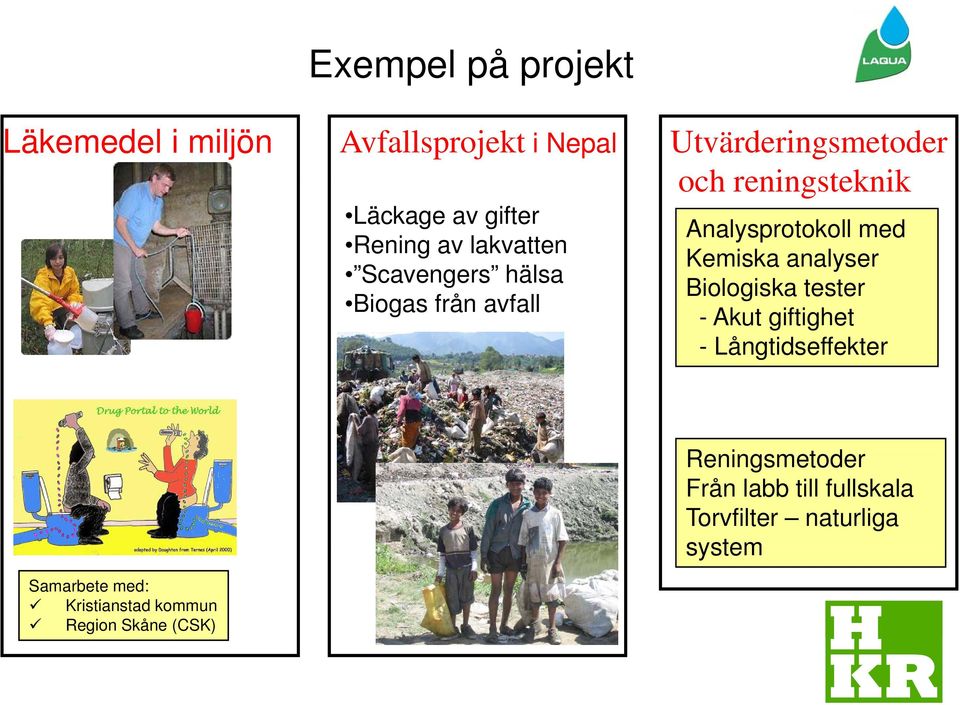 Analysprotokoll med Kemiska analyser Biologiska tester - Akut giftighet - Långtidseffekter