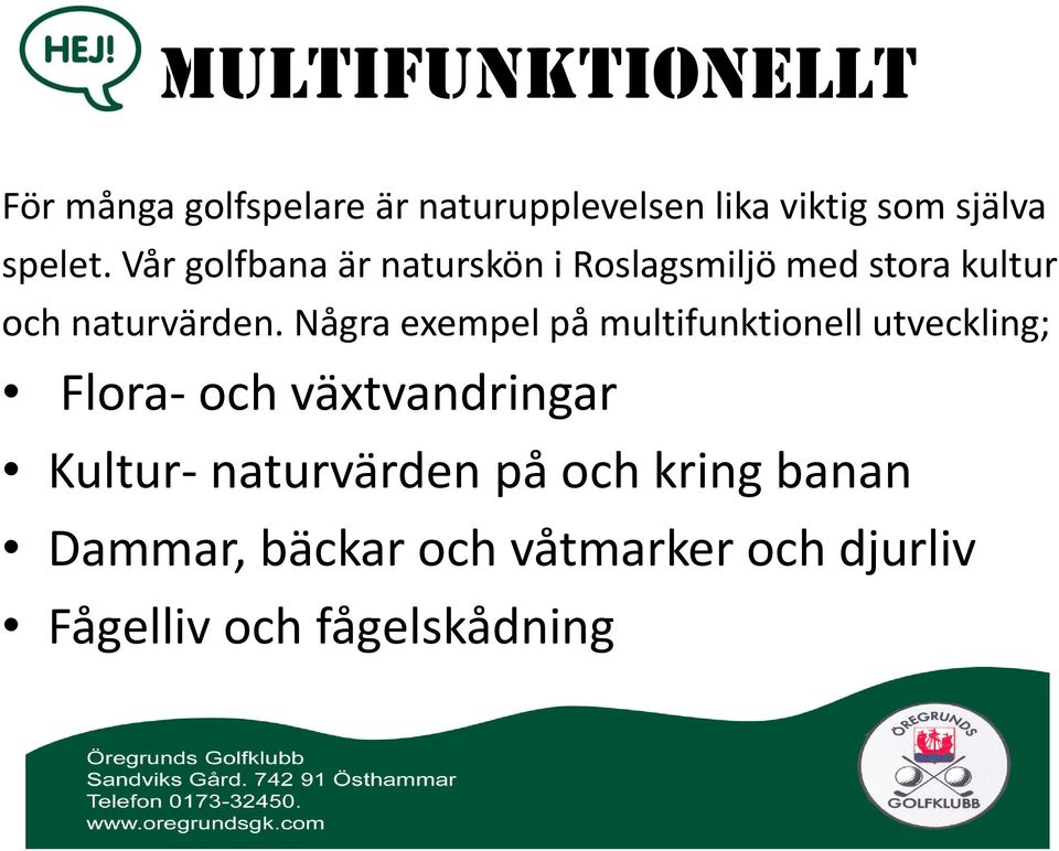 Några exempel på multifunktionell utveckling; Flora- och växtvandringar Kultur-