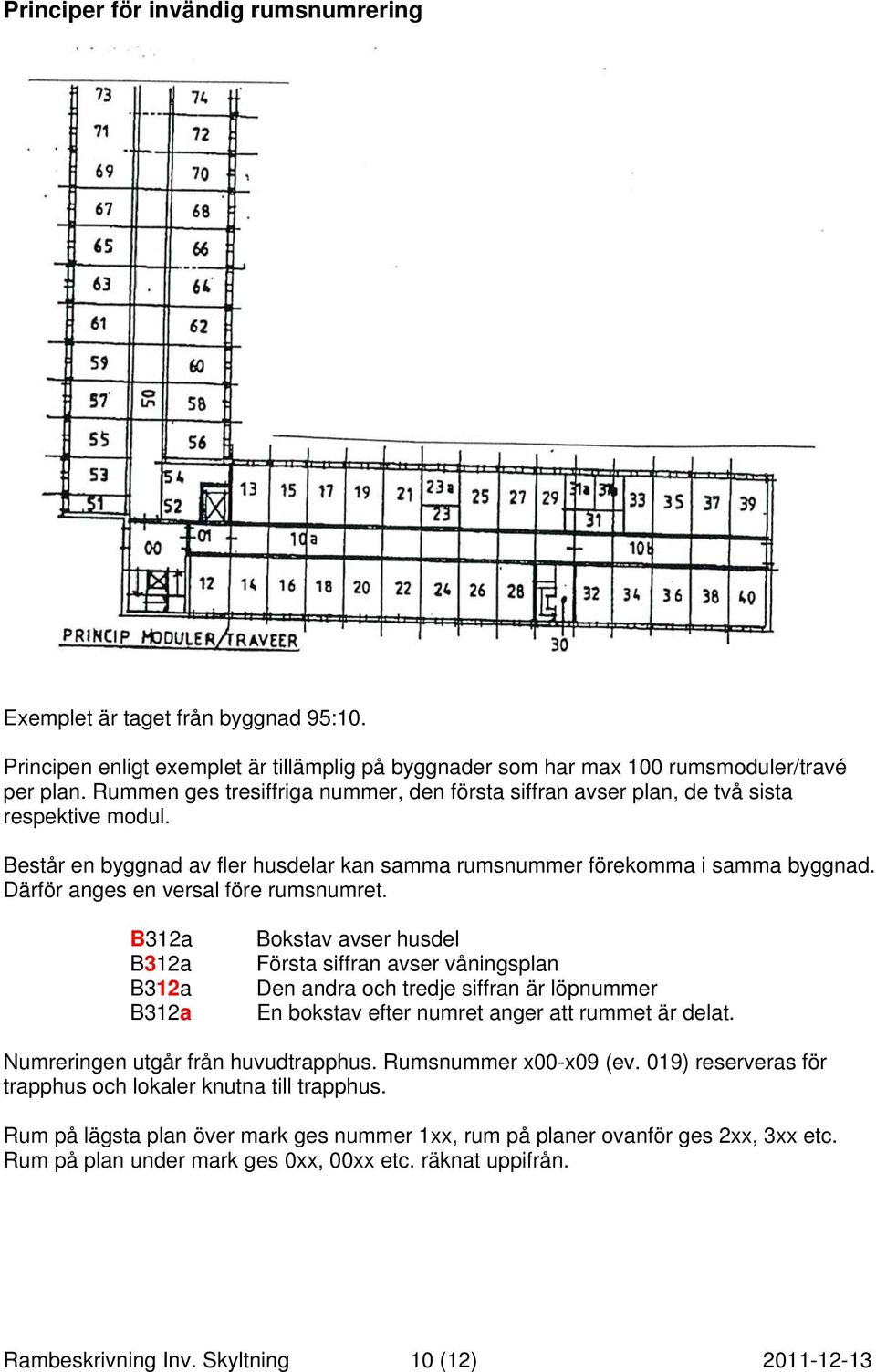Därför anges en versal före rumsnumret.