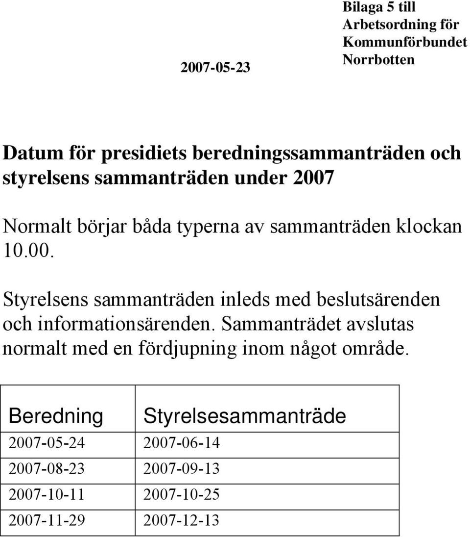 Sammanträdet avslutas normalt med en fördjupning inom något område.