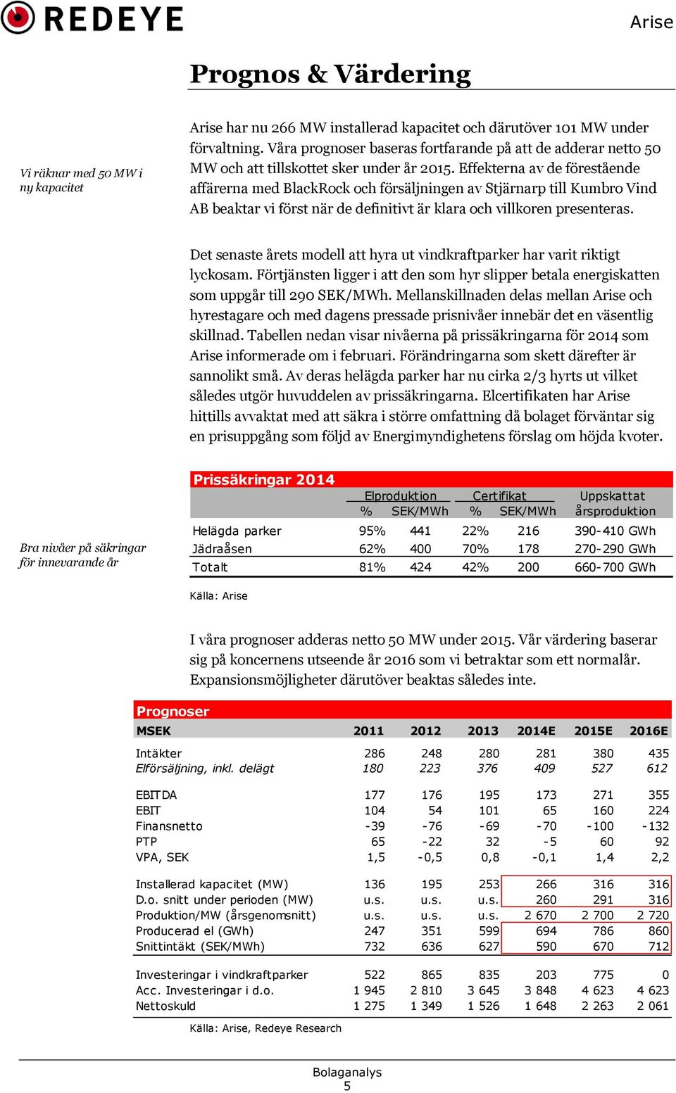 Effekterna av de förestående affärerna med BlackRock och försäljningen av Stjärnarp till Kumbro Vind AB beaktar vi först när de definitivt är klara och villkoren presenteras.