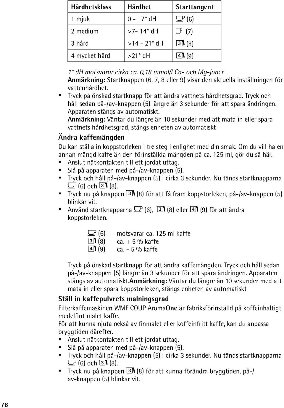 Tryck och håll sedan på-/av-knappen (5) längre än 3 sekunder för att spara ändringen. Apparaten stängs av automatiskt.