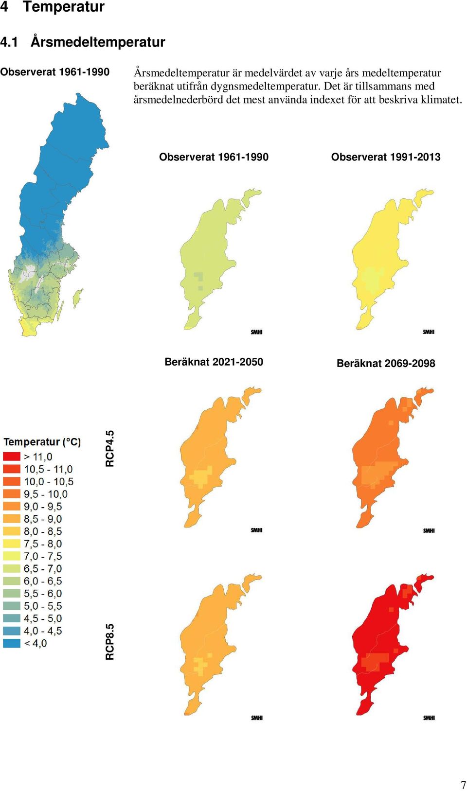 års medeltemperatur beräknat utifrån dygnsmedeltemperatur.