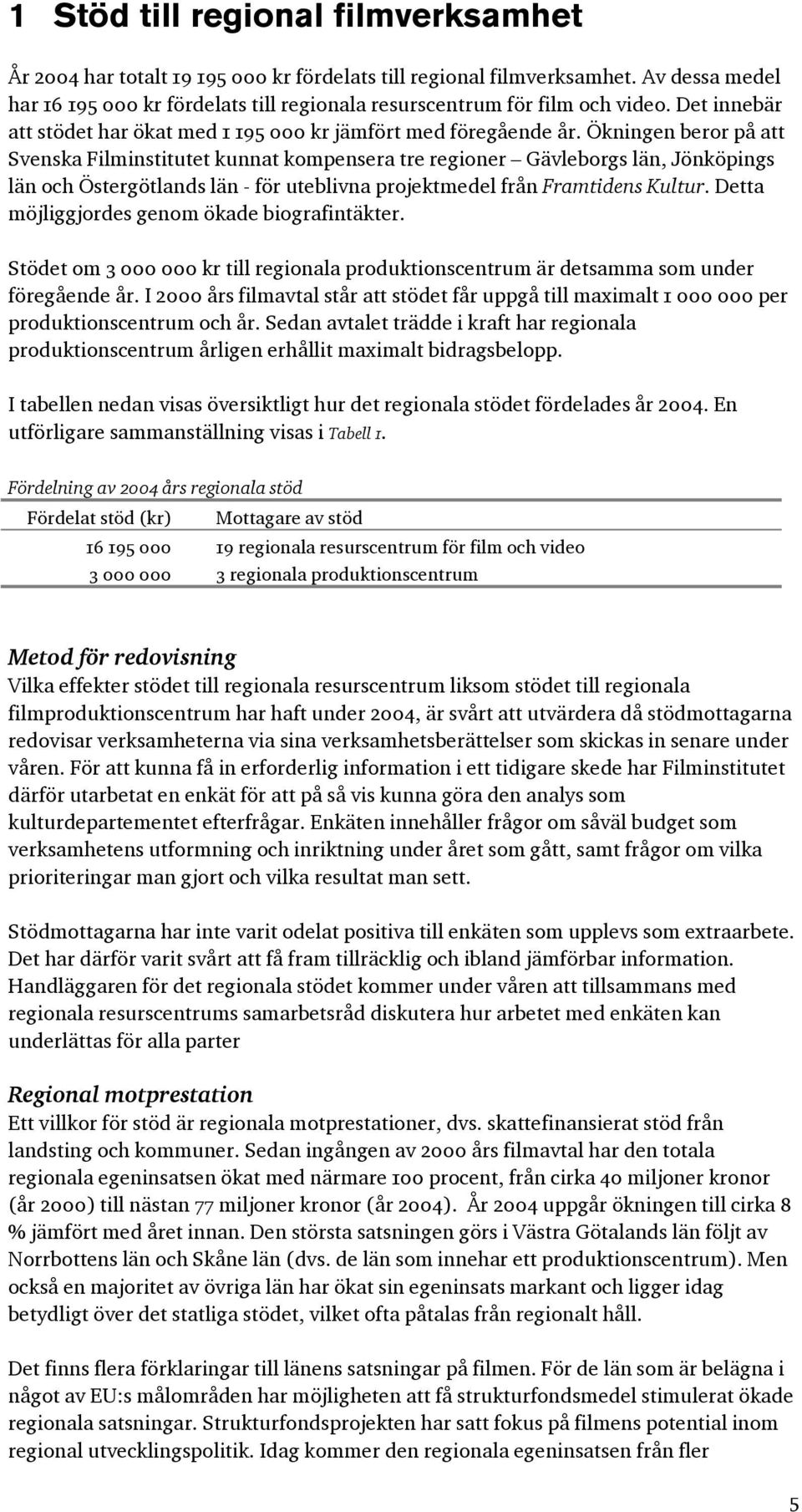 Ökningen beror på att Svenska Filminstitutet kunnat kompensera tre regioner Gävleborgs län, Jönköpings län och Östergötlands län - för uteblivna projektmedel från Framtidens Kultur.